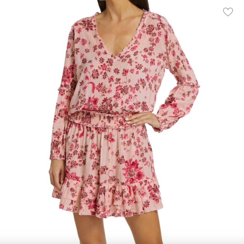 Poupette St Barth Ilona Pintuck Floral Mini Dress